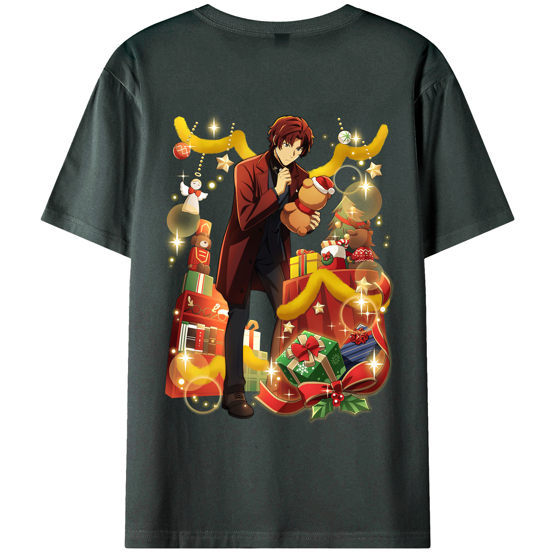 （画像用） 文豪ストレイドッグス Bungo Stray Dogs 綿100％ メンズ半袖Tシャツ（バックプリント） 通気性